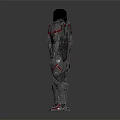 Futuristic Armored Humanoid Characters In Two Angles With Silver Red Armor And Reflective Surfaces