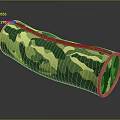 Green and Yellow Camouflage Pencil Case with Cylindrical Shape and Zipper Closure for Daily Use