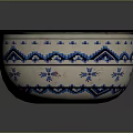 Elegant White Decorative Bowl With Blue Rim And Intricate Blue Patterns For Home