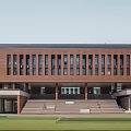 Modern Simple School Middle School Education Building Campus Teaching Building Playground 3d model