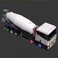 3D Render Of Modern White Concrete Mixer Truck With Rotating Drum Cab And Wheels