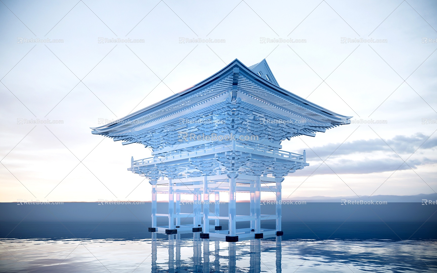 Chinese style building frame glass ancient building frame glass ancient building frame model