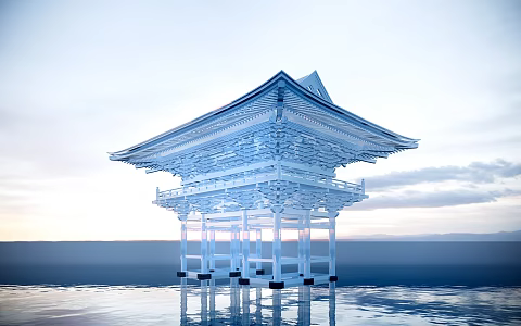 Chinese style building frame glass ancient building frame glass ancient building frame 3d model