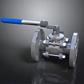Industrial Metal Ball Valve With Blue Handle And Flange Connection