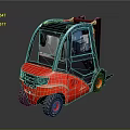 Red Industrial Forklift With Enclosed Cabin And Black Tires Design Machinery