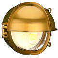 Golden Round Wall Lamp with Glass Shade and Illuminated Bulb for Home Decor