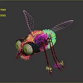 3D Designed Mosquito Character With Green Body Red Eyes White Wings And Detailed Legs