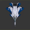 Blue And White Fighter Jet Model With Detailed Aerodynamic Design Features