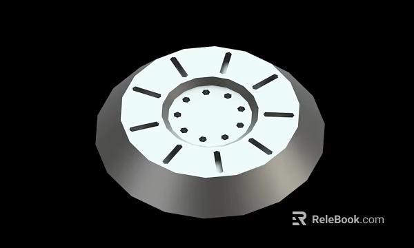 Round Metal Mechanical Part With Central Holes And Radiating Grooves 3d model 