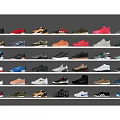 Practical Shoe Cabinet With Multiple Shelves Holding Various Sneakers And Shoes