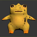Game and Movie Character Yellow Cartoon Frog with Big Eyes and Black Spots
