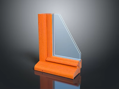 Orange Window Frame With Clear Glass For Modern Home Decor Essentials 3d model