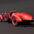 Vintage Red Classic Convertible Car With Retro Styling And Open Top Design