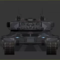 Modern Military Tank with Armored Hull Long Barrel Turret and Tracked Chassis