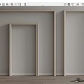 Three Different Sizes Light Colored Wooden Door Arches Standing Against Gray Wall On Wooden Floor
