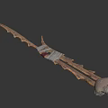 Handcrafted Ancient Weapon With Serrated Metal Blade And Gray Rope Wrapped Handle