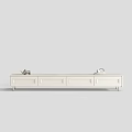 White TV Stand With Drawer Design Metal Legs And Decorative Items On Top