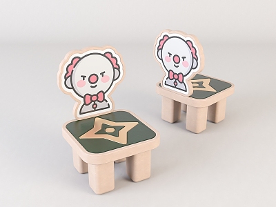 Modern Children's Chair Wooden Children's Stool Beauty 3d model