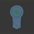 Gray Ventilation Device With Circular Panel And Cabinet Containing Sphere