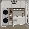 modern home balcony washing machine cabinet 3d model