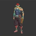 Stylish Character With Red Cap Goggles Blue Vest Red Gloves And Gray Pants