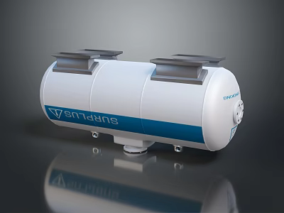 Stiebel Eltron White Cylindrical Water Heater With Blue Stripe And Black Top Covers 3d model