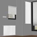 White Radiator In Modern Interior With Gray Wall Window And Roller Blinds 3d model