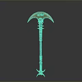 Ancient Weapon With Curved Head Long Metal Handle And Decorative Spikes