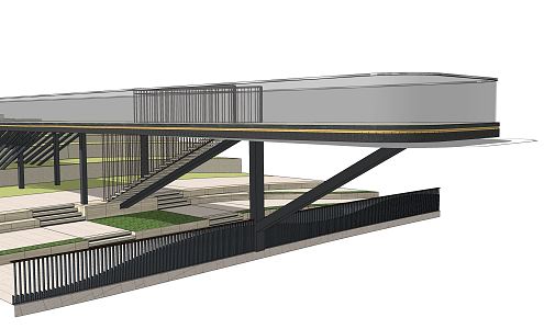 Modern Observation Deck Landscape Bridge 3d model