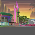 Rotating Undulating Grille Integrated Pavilion Art Center Library Building 3d model