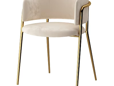 Modern Beige Velvet Single Chair With Gold Metal Frame And Sleek Armrest Design 3d model