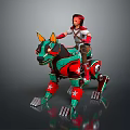 Game Movie Character Riding Green Red Mechanical Dog Mount With Star Patterns And Metal Legs