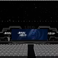 Event Stage Design With LOGO Blue Lighting Audience Seats And Large Screen