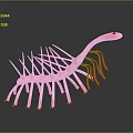 Game Movie Character With Red And White Body Long Neck Multiple Legs Spiked Back