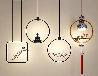 New Chinese shaped chandelier 3d model