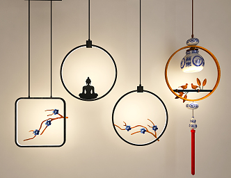 New Chinese shaped chandelier 3d model