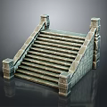 Traditional Stone Staircase Architectural Component With Side Railings And Stepped Design 3d model