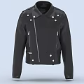 Stylish Black Jacket With Classic Collar Metal Buttons And Asymmetrical Zippers