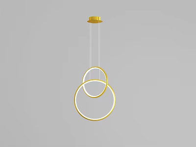 Modern Golden Ring Pendant Chandelier Hanging with Thin Strings in Minimalist Design 3d model