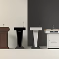 Modern Podiums with Microphones in Brown Black White and Wooden Top Styles