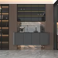 Modern Dining Sideboard Interior Design With Glass Doors Wooden Frame And Lighting Strips