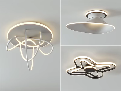 Modern LED Ceiling Lights With Creative Curved Designs For Interior Decor 3d model