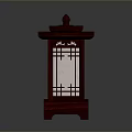 Traditional Red Wooden Chinese Lantern With Lattice Window And Warm Light Glow