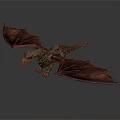 Powerful Mythical Dragon Game Movie Character With Red Black Fiery Wings And Lava Textures