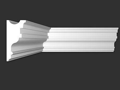 White Layered Ornamental Architectural Component For Interior Decorative Trim 3d model