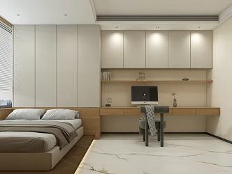 Modern Tatami Bedroom Desk 3d model