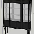 Classic Black Display Cabinet With Glass Doors Lower Storage And Tapered Legs