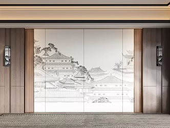 New Chinese style living room background wall ornaments 3d model