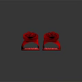 Red Slippers With Rose Decoration And Red White Polka Dot Sole