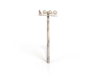 Vintage Textured Metal Candlestick With Tall Slender Base And Four Candle Holders 3d model